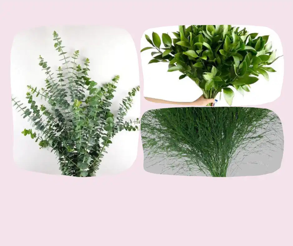 Three bunches of greenery.