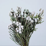 Load image into Gallery viewer, Close-up of Silver Brunia Balls with silver grey round berries on green stems, used for floral arrangements and centerpieces