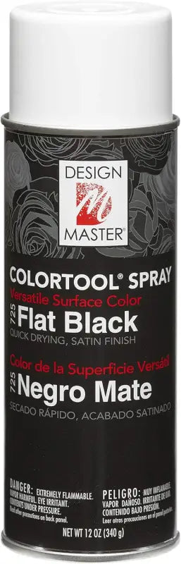 Design Master 725 Flat Black Colortool Spray 12 Ounces - Decorative