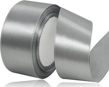 Double Face Satin Ribbon – 1-1/2 Inch x 50 Yards - Silver Grey - Ribbons
