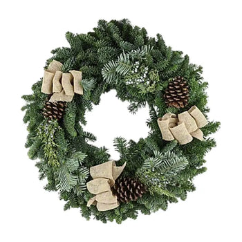 Fresh 24’’ Farmhouse Holiday Wreath - Green / 24 Inch - Christmas Greens