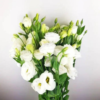 White Lisianthus Arrangement - Elegant Centerpiece for Weddings (BloombyBunches.ca)
